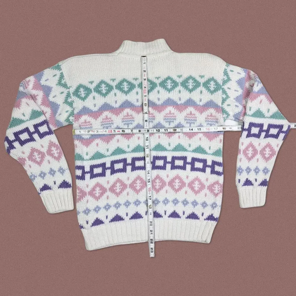 Vintage Grandma ski sweater pastel mock neck turtleneck koret‎ Size Medium